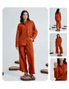 Orange Colour Linen Blend Western Co Ord Set Wholesalers In Surat SET0213
